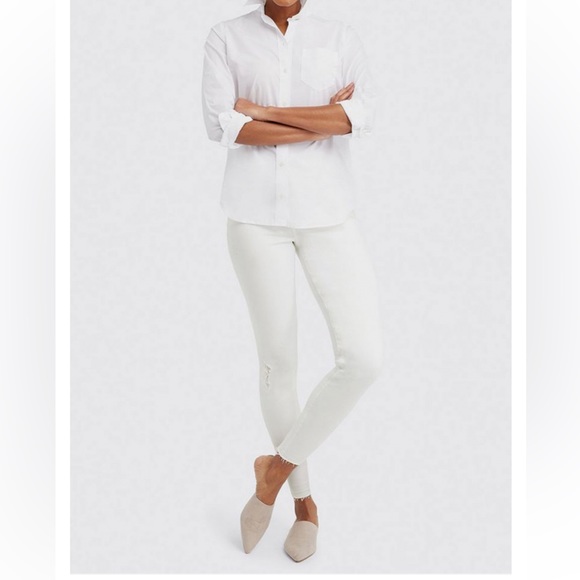 SPANX DISTRESSED SKINNY WHITE JEAN SIZE LARGE - Picture 5 of 9